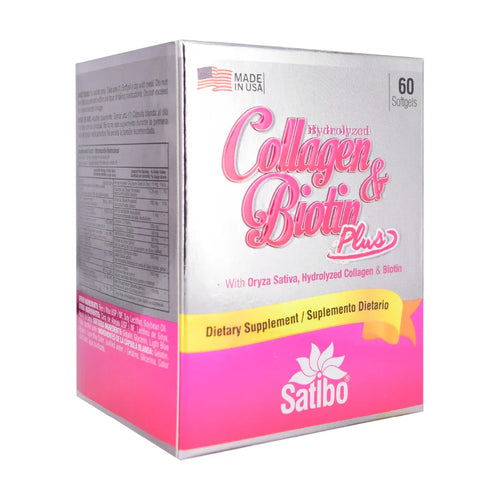 Suplemento dietético de colágeno hidrolizado y biotina con Oryza Sativa, 60 softgels
