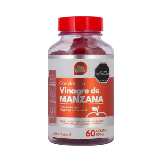 Gomitas masticables con vinagre de manzana, magnesio y vitamina C, sin azúcar, 60 unidades