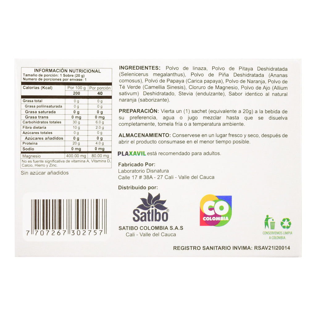 PLAXAVIL SABOR A NARANJA  20GR SATIBO